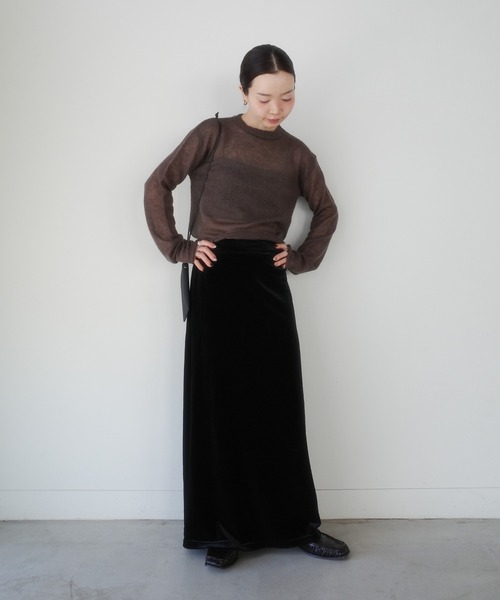 select MOCA by son(セレクトモカバイソン)の「シアーショートニットトップス【by SON】(ニット/セーター・レディース・ブラウン/ホワイト/チャコールグレー・FREE)」の6枚目の写真