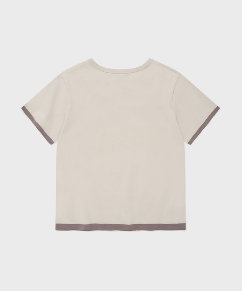 Wacky WiLLy(ワッキーウィリー)の「WOMEN'S LAYERED BUTTON SHORT SLEEVE T-SHIRT(Tシャツ/カットソー・レディース・ベージュ/チャコールグレー・MEDIUM/SMALL)」の4枚目の写真