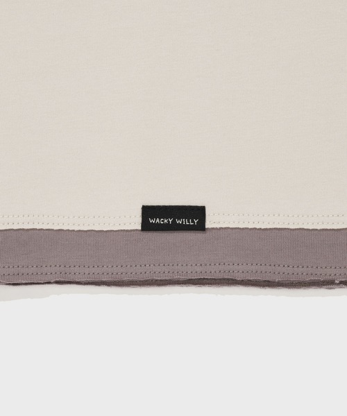 Wacky WiLLy(ワッキーウィリー)の「WOMEN'S LAYERED BUTTON SHORT SLEEVE T-SHIRT(Tシャツ/カットソー・レディース・ベージュ/チャコールグレー・MEDIUM/SMALL)」の8枚目の写真