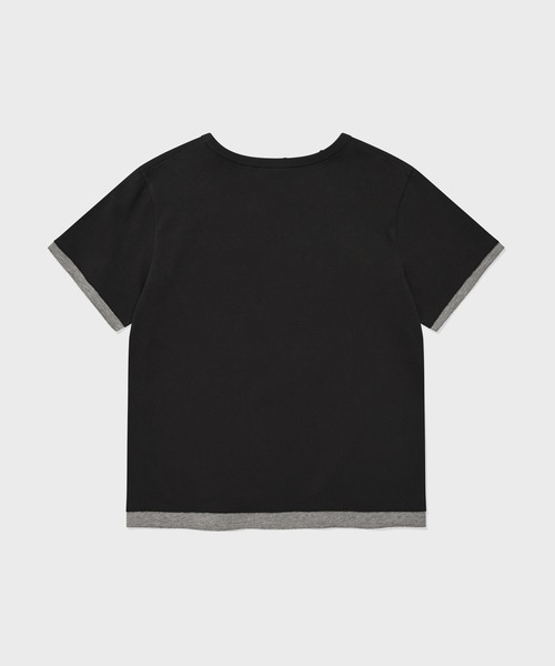 Wacky WiLLy(ワッキーウィリー)の「WOMEN'S LAYERED BUTTON SHORT SLEEVE T-SHIRT(Tシャツ/カットソー・レディース・ベージュ/チャコールグレー・MEDIUM/SMALL)」の10枚目の写真
