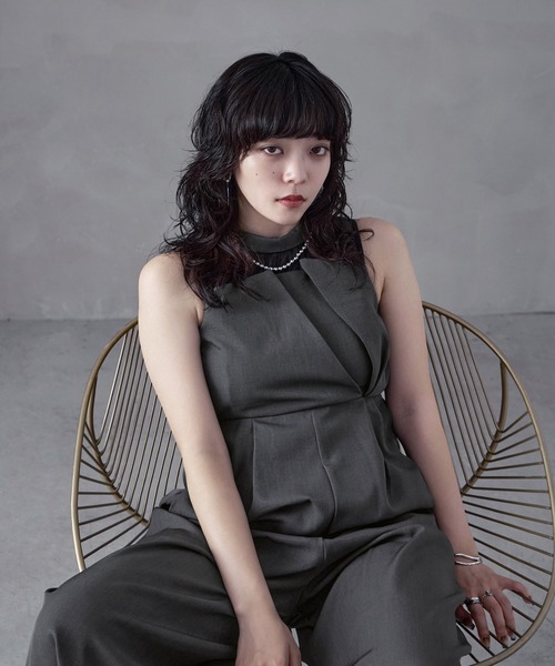 aity(アイティ)の「オーガンジードッキング ビスチェデザイン オールインワンパンツドレス オケージョンドレス パーティー 結婚式(パンツドレス・レディース・ブラック/チャコールグレー・M)」の1枚目の写真