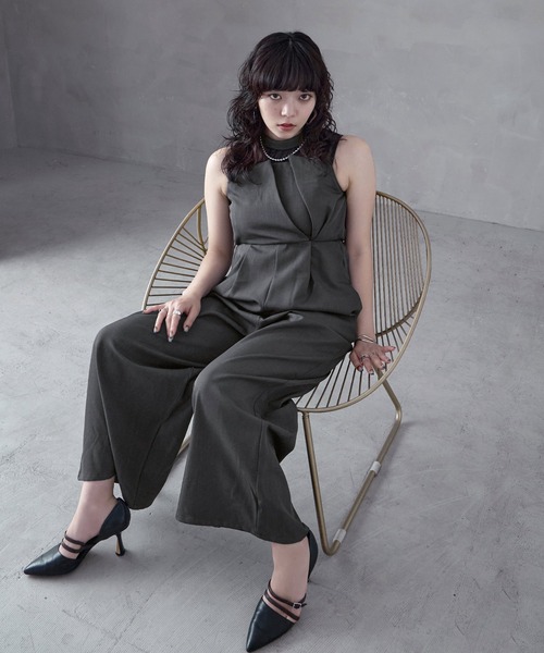aity(アイティ)の「オーガンジードッキング ビスチェデザイン オールインワンパンツドレス オケージョンドレス パーティー 結婚式(パンツドレス・レディース・ブラック/チャコールグレー・M)」の9枚目の写真