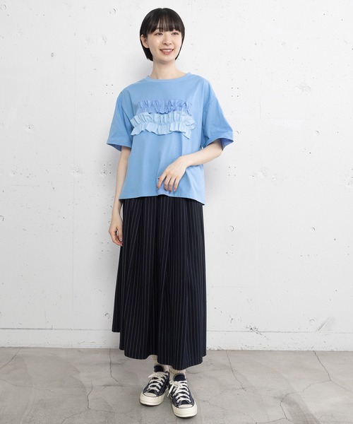 POU DOU DOU(プードゥドゥ)の「ウェーブフリルデザインTee(Tシャツ/カットソー・レディース・オフホワイト/ブルー/ダークグレー・3)」の15枚目の写真