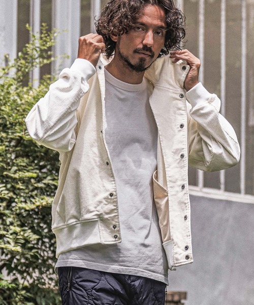 wjk reluxe(ダブルジェーケーリラックス)の「mpa4183- Corduroy Hoodie コーデュロイパーカー(WR26W-14)(パーカー・メンズ・チャコール/グレイッシュベージュ/ホワイト・L/M/S)」の4枚目の写真