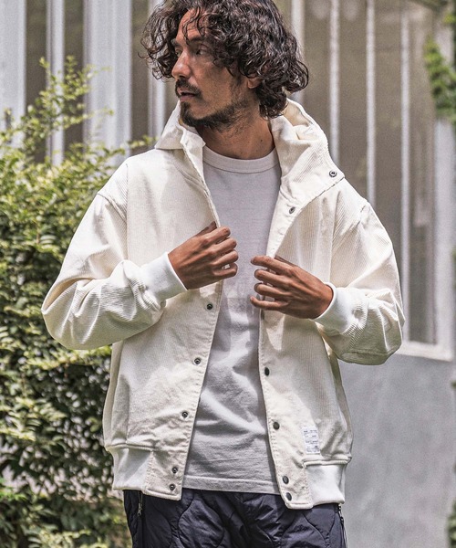 wjk reluxe(ダブルジェーケーリラックス)の「mpa4183- Corduroy Hoodie コーデュロイパーカー(WR26W-14)(パーカー・メンズ・チャコール/グレイッシュベージュ/ホワイト・L/M/S)」の5枚目の写真