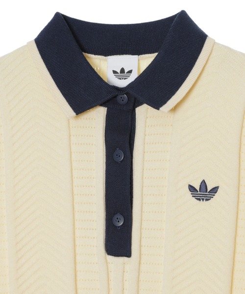 adidas(アディダス)の「CABLE KNIT CALI TEE POLO KT1862(ニット/セーター・レディース・オフホワイト・SMALL/MEDIUM/LARGE)」の4枚目の写真