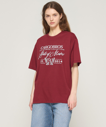 ステートオブメインレタリング半袖Tシャツ(ワイン)