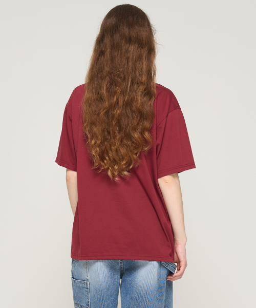 CARGOBROS FOR WOMAN(カーゴブロスフォーウィメン)の「ステートオブメインレタリング半袖Tシャツ(ワイン)(Tシャツ/カットソー・レディース・その他・2XL/SMALL/LARGE/MEDIUM/X-LARGE)」の2枚目の写真