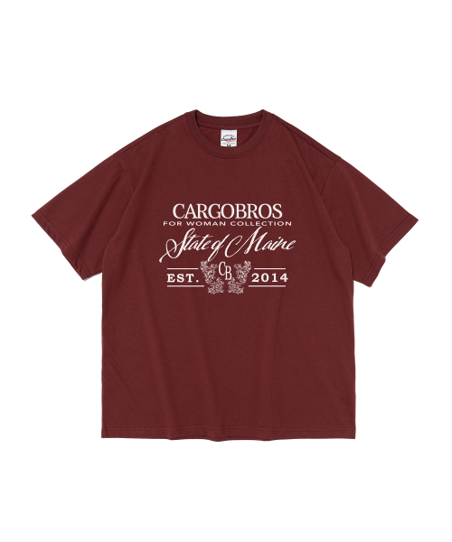 CARGOBROS FOR WOMAN(カーゴブロスフォーウィメン)の「ステートオブメインレタリング半袖Tシャツ(ワイン)(Tシャツ/カットソー・レディース・その他・2XL/SMALL/LARGE/MEDIUM/X-LARGE)」の6枚目の写真