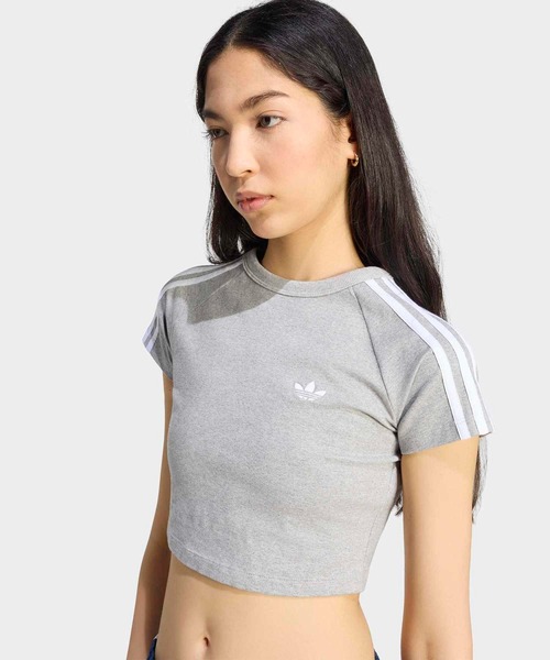 adidas(アディダス)の「SSTベビーティー / クロップド丈 / アディダスオリジナルス adidas Originals(Tシャツ/カットソー・レディース・グレー・SMALL/X-LARGE/X-SMALL/XX-LARGE/LARGE/MEDIUM)」の3枚目の写真