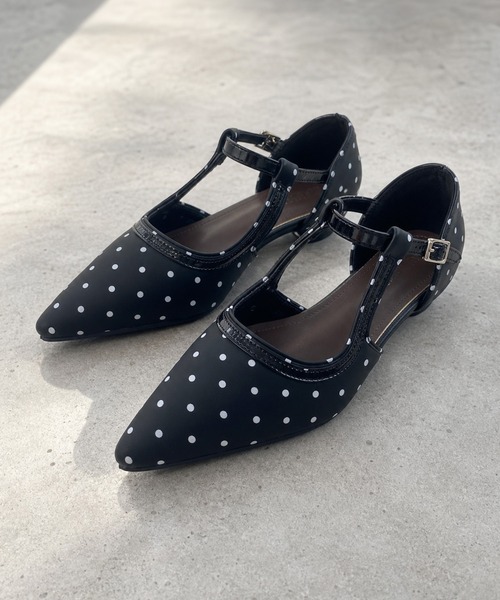 shoes365(シューズスリーシックスファイヴ)の「SHOES 365 ドット柄セパレートアンクルストラップローヒールパンプス (SS)(パンプス・レディース・ホワイト/ブラック・24.0cm/24.5cm/23.5cm/23.0cm)」の14枚目の写真