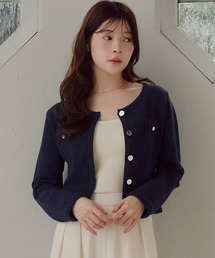 fupel(�t�؃�)��gold button knit jacket / �S�[���h�{�^���j�b�g�W���P�b�g(�m�[�J���[�W���P�b�g)