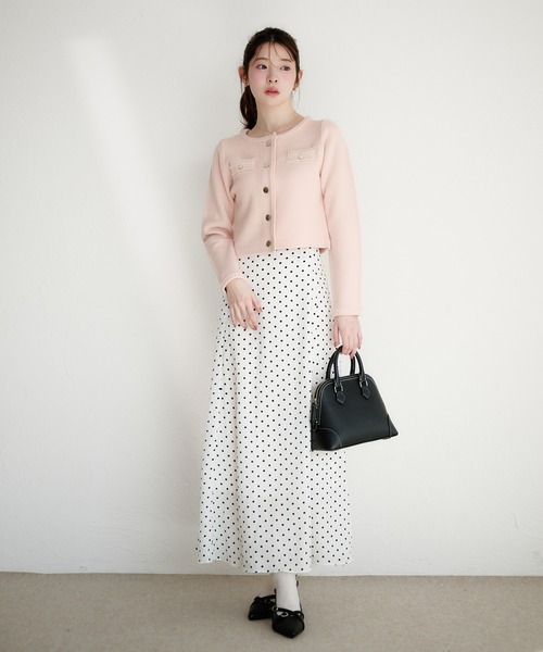 fupel(フぺル)の「gold button knit jacket / ゴールドボタンニットジャケット(ノーカラージャケット・レディース・ネイビー/オフホワイト/ピンク・FREE)」の17枚目の写真
