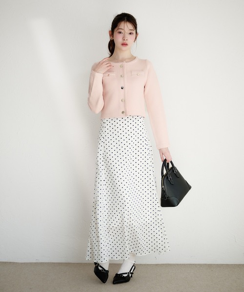 fupel(フぺル)の「gold button knit jacket / ゴールドボタンニットジャケット(ノーカラージャケット・レディース・ネイビー/オフホワイト/ピンク・FREE)」の18枚目の写真