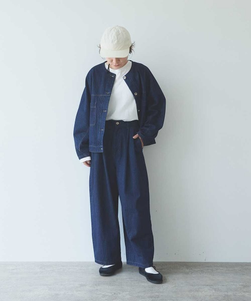 yuni(ユニ )の「10oz denim pin tuck pants(デニムパンツ・レディース・ネイビー/サックスブルー・M/S)」の14枚目の写真