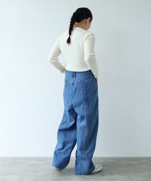 yuni(ユニ )の「10oz denim pin tuck pants(デニムパンツ・レディース・ネイビー/サックスブルー・M/S)」の8枚目の写真