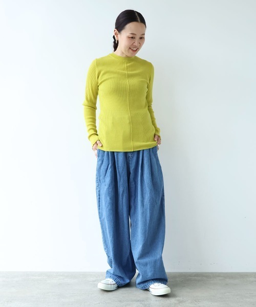 yuni(ユニ )の「10oz denim pin tuck pants(デニムパンツ・レディース・ネイビー/サックスブルー・M/S)」の5枚目の写真