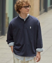 U.S. POLO ASSN.（ユーエスポロアッスン）の「U.S. POLO ASSN. ユーエスポロアッスン 別注 ワンポイント刺繍 ヘンリーネック オーバーサイズ長袖Tシャツ（Tシャツ/カットソー）」