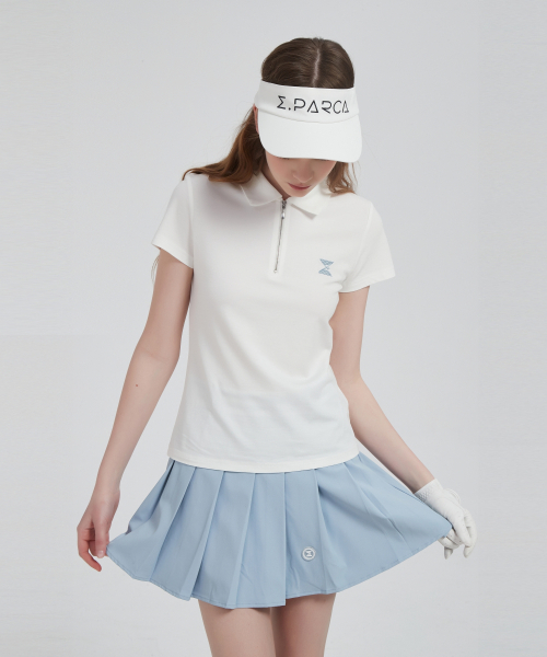E.PARCA(イパルカ)の「ポエンテキャップスリーブトップス(ポロシャツ・レディース・ホワイト・LARGE/SMALL/MEDIUM)」の2枚目の写真