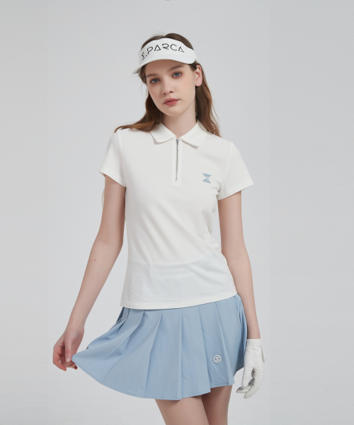 E.PARCA(イパルカ)の「ポエンテキャップスリーブトップス(ポロシャツ・レディース・ホワイト・LARGE/SMALL/MEDIUM)」の3枚目の写真