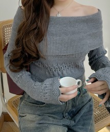 オフショル ニット オフショルダー」に該当するグレー/灰色系の