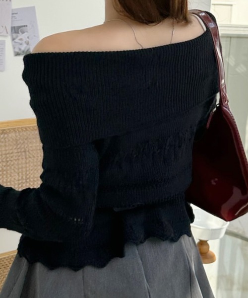 Ada.(エイダ)の「透かし編み 折り返し オフショルダー ニット(ニット/セーター・レディース・レッド/グレー/ブラック・FREE)」の19枚目の写真
