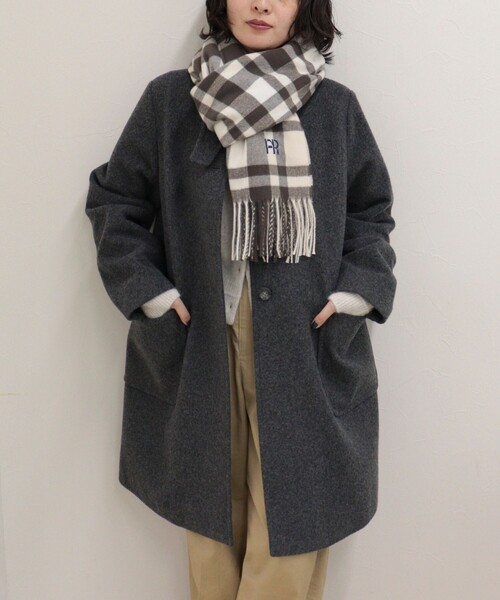 fredy emue(フレディエミュ)の「カシミヤタッチチェックストール(ストール/ショール・レディース・ホワイト系その他/グレー系その他/ブルー系その他・FREE)」の8枚目の写真