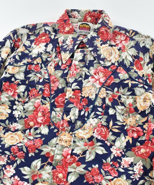 VINTAGE(ヴィンテージ)の「【USED】70-80’s miller 花柄 ウエスタン シャツ(シャツ/ブラウス・メンズ・ネイビー・SMALL)」の2枚目の写真