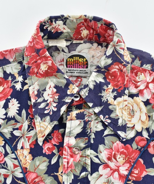 VINTAGE(ヴィンテージ)の「【USED】70-80’s miller 花柄 ウエスタン シャツ(シャツ/ブラウス・メンズ・ネイビー・SMALL)」の4枚目の写真