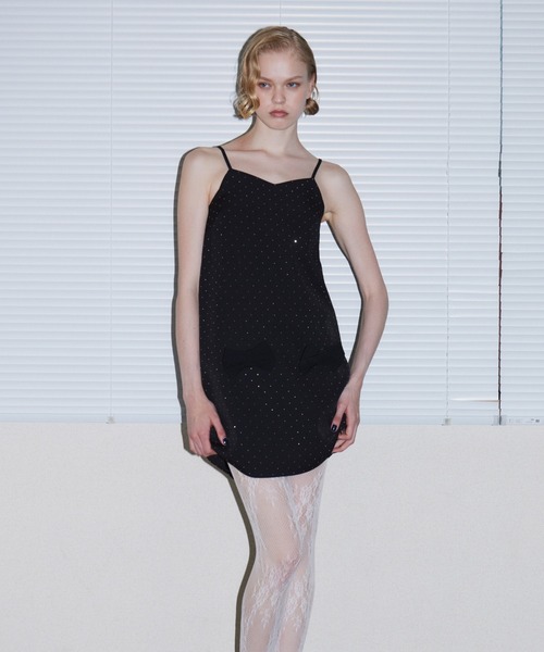 ANDRESD(アンドレスド)の「グリントリボンミニドレス / GLINT RIBBON MINI DRESS(ドレス・レディース・ブラック/ブラウン・S/M)」の2枚目の写真