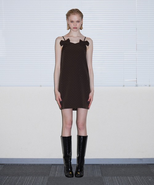 ANDRESD(アンドレスド)の「グリントリボンミニドレス / GLINT RIBBON MINI DRESS(ドレス・レディース・ブラック/ブラウン・S/M)」の19枚目の写真