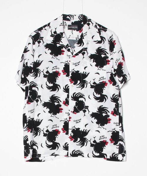 cotton pan(コットンパン)の「ROOSTER S/S Rayon shirt Shawn CPSP26_004(シャツ/ブラウス・メンズ・ホワイト・X-LARGE/LARGE/MEDIUM/SMALL)」の1枚目の写真