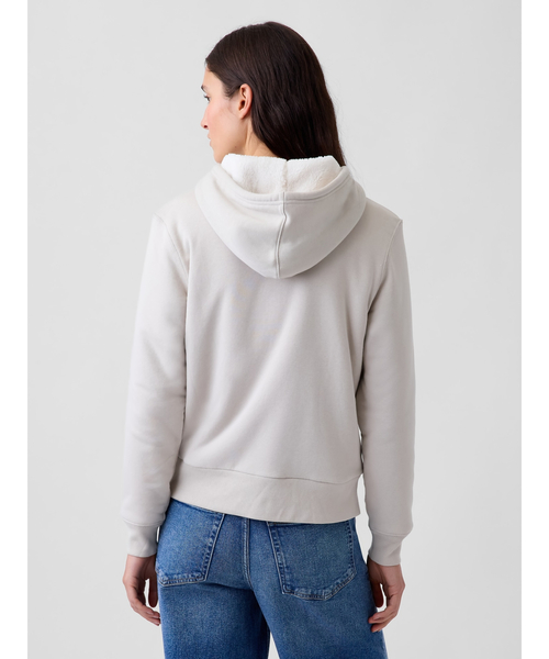 GAP(ギャップ)の「リラックスフィット GAPロゴ 裏ボア ジップアップパーカー(スウェット・レディース・ブラック/ストーン・XL/M)」の9枚目の写真