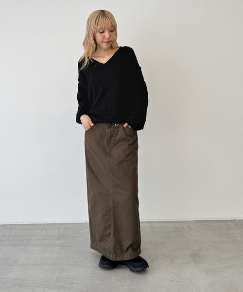CANAL JEAN(キャナルジーン)の「El mar ブークレーVネックニット(ニット/セーター・レディース・ブラウン/ブラック/アイボリー・ONE SIZE)」の13枚目の写真