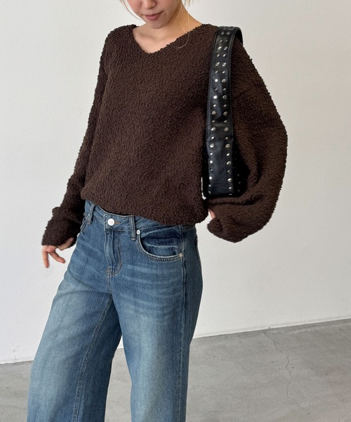 CANAL JEAN(キャナルジーン)の「El mar ブークレーVネックニット(ニット/セーター・レディース・ブラウン/ブラック/アイボリー・ONE SIZE)」の14枚目の写真
