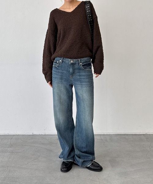 CANAL JEAN(キャナルジーン)の「El mar ブークレーVネックニット(ニット/セーター・レディース・ブラウン/ブラック/アイボリー・ONE SIZE)」の16枚目の写真