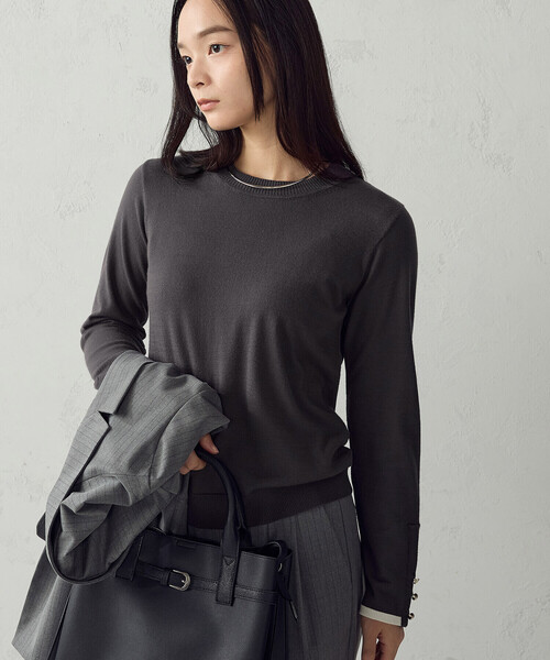 COMME CA ISM(コムサイズム)の「マシンウォッシャブル ボタンスリーブニット(ニット/セーター・レディース・ネイビー/グリーン/チャコール/ホワイト・M/L)」の16枚目の写真