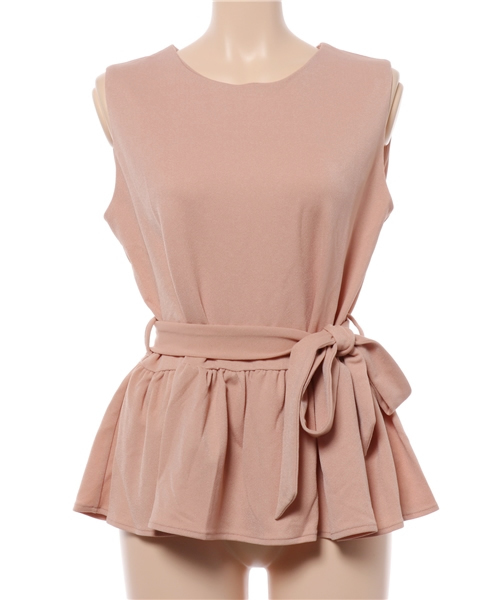 Re:EDIT（リエディ）の「乱麻シフォンペプラムトップス[2016秋新作][リエディオリジナル][Re:EDIT/リエディ]（タンクトップ・レディース・ブラック/ピンクベージュ/ホワイト/ボルドー/ネイビー・LARGE/MEDIUM）」の15枚目の写真