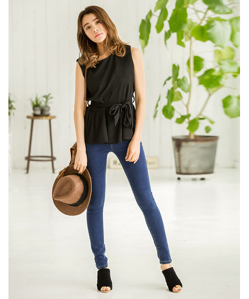 Re:EDIT（リエディ）の「乱麻シフォンペプラムトップス[2016秋新作][リエディオリジナル][Re:EDIT/リエディ]（タンクトップ・レディース・ブラック/ピンクベージュ/ホワイト/ボルドー/ネイビー・LARGE/MEDIUM）」の16枚目の写真