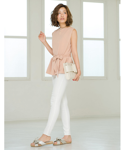 Re:EDIT（リエディ）の「乱麻シフォンペプラムトップス[2016秋新作][リエディオリジナル][Re:EDIT/リエディ]（タンクトップ・レディース・ブラック/ピンクベージュ/ホワイト/ボルドー/ネイビー・LARGE/MEDIUM）」の12枚目の写真