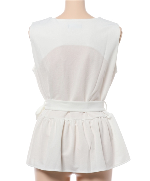 Re:EDIT（リエディ）の「乱麻シフォンペプラムトップス[2016秋新作][リエディオリジナル][Re:EDIT/リエディ]（タンクトップ・レディース・ブラック/ピンクベージュ/ホワイト/ボルドー/ネイビー・LARGE/MEDIUM）」の7枚目の写真