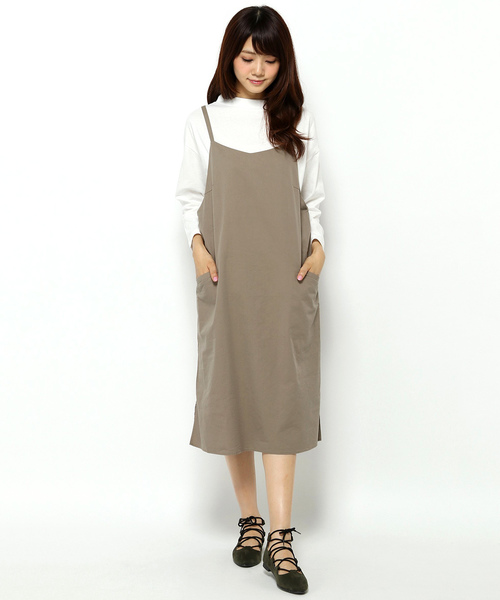 LBC（エルビーシー）の「コットンレーヨンツイルIラインキャミワンピース（ワンピース・レディース・ダークグレー/ブラウン・MEDIUM/LARGE）」の11枚目の写真