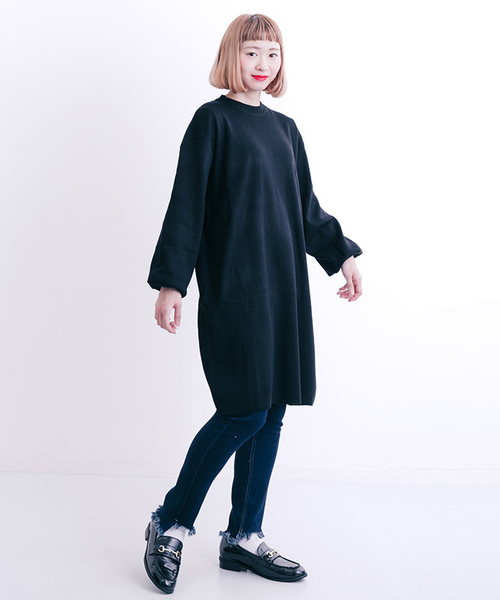 MERLOT(メルロー)の「ワイドパフスリーブハイゲージニットワンピース4699(ワンピース・レディース・グレー/ブラック/ダークパープル/グリーン/グリーン系その他/ブルーグレー/オレンジ・FREE)」の11枚目の写真