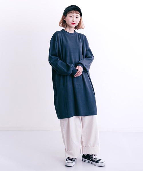 MERLOT(メルロー)の「ワイドパフスリーブハイゲージニットワンピース4699(ワンピース・レディース・グレー/ブラック/ダークパープル/グリーン/グリーン系その他/ブルーグレー/オレンジ・FREE)」の13枚目の写真