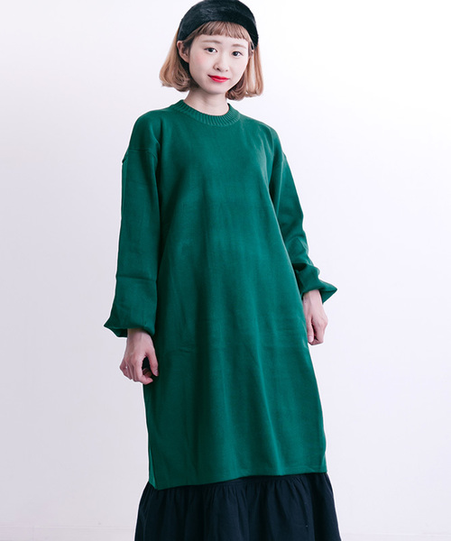 MERLOT(メルロー)の「ワイドパフスリーブハイゲージニットワンピース4699(ワンピース・レディース・グレー/ブラック/ダークパープル/グリーン/グリーン系その他/ブルーグレー/オレンジ・FREE)」の20枚目の写真