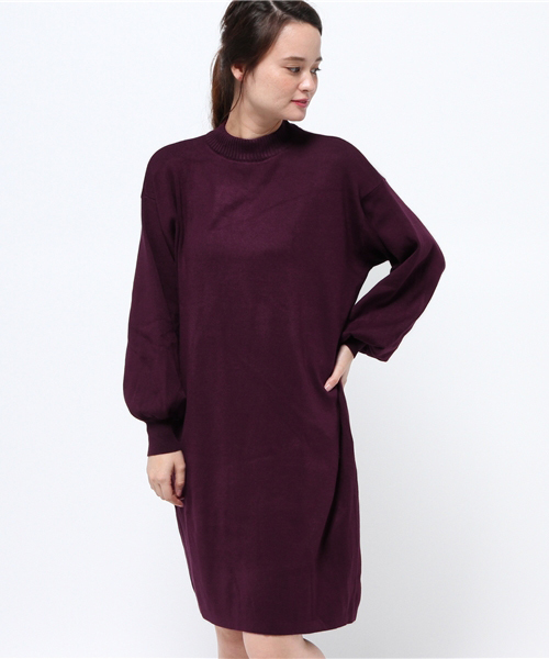 MERLOT(メルロー)の「ワイドパフスリーブハイゲージニットワンピース4699(ワンピース・レディース・グレー/ブラック/ダークパープル/グリーン/グリーン系その他/ブルーグレー/オレンジ・FREE)」の6枚目の写真