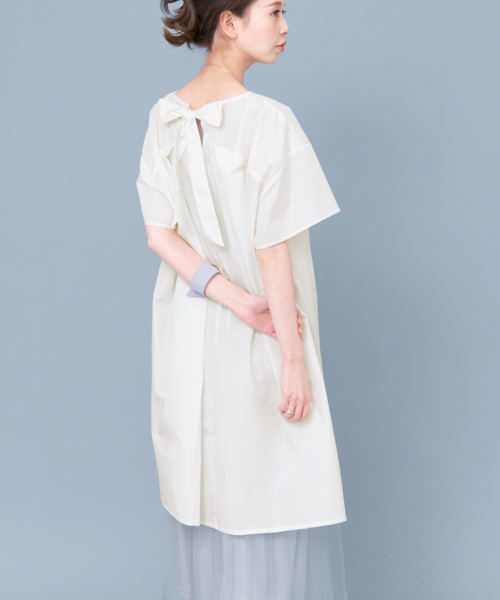 KBF（ケイビーエフ）の「KBF backリボンワンピース（ワンピース・レディース・ライトグレー/ピンク/オフホワイト/ブラック・ONE）」の5枚目の写真