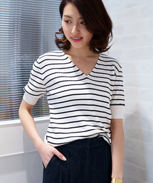 N.（N. Natural Beauty Basic） | ワイドリブ5分袖セットアップニット【セットアップ対応商品】(ニット/セーター)