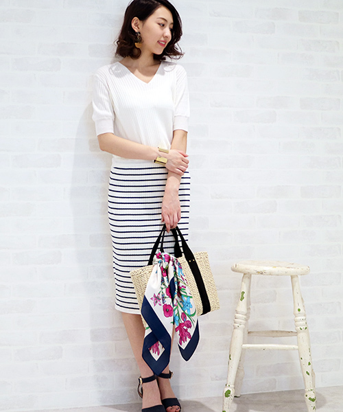 N.（N. Natural Beauty Basic）（エヌエヌナチュラルビューティーベーシック）の「ワイドリブ5分袖セットアップニット【セットアップ対応商品】（ニット/セーター・レディース・レッド/ネイビー/グレー/ホワイト/ホワイト系その他・MEDIUM）」の16枚目の写真