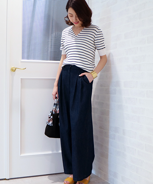 N.（N. Natural Beauty Basic）（エヌエヌナチュラルビューティーベーシック）の「ワイドリブ5分袖セットアップニット【セットアップ対応商品】（ニット/セーター・レディース・レッド/ネイビー/グレー/ホワイト/ホワイト系その他・MEDIUM）」の12枚目の写真